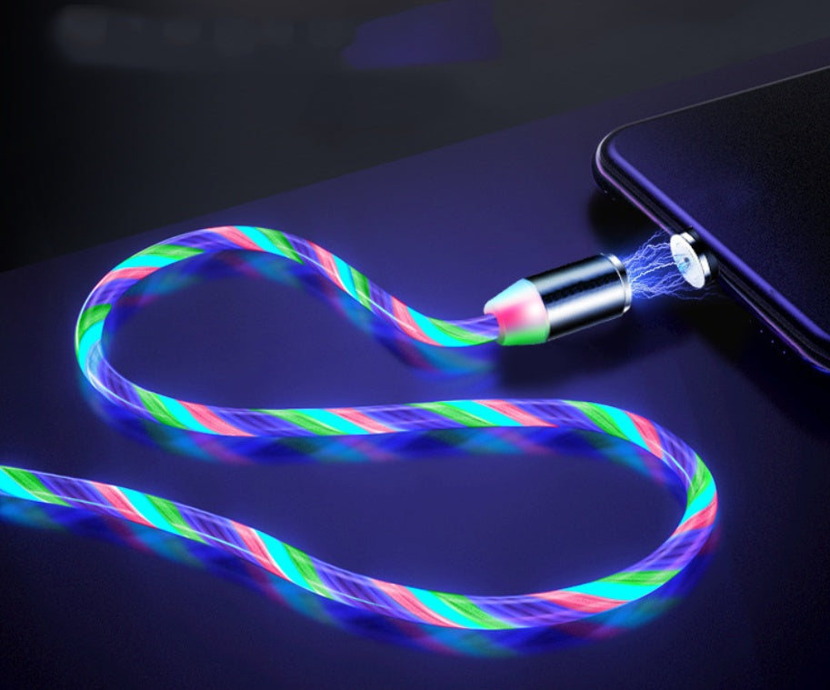 Compatible with Apple Flowing Light Magnetic Streamer Data Cable for iPhone, Android & Type-C