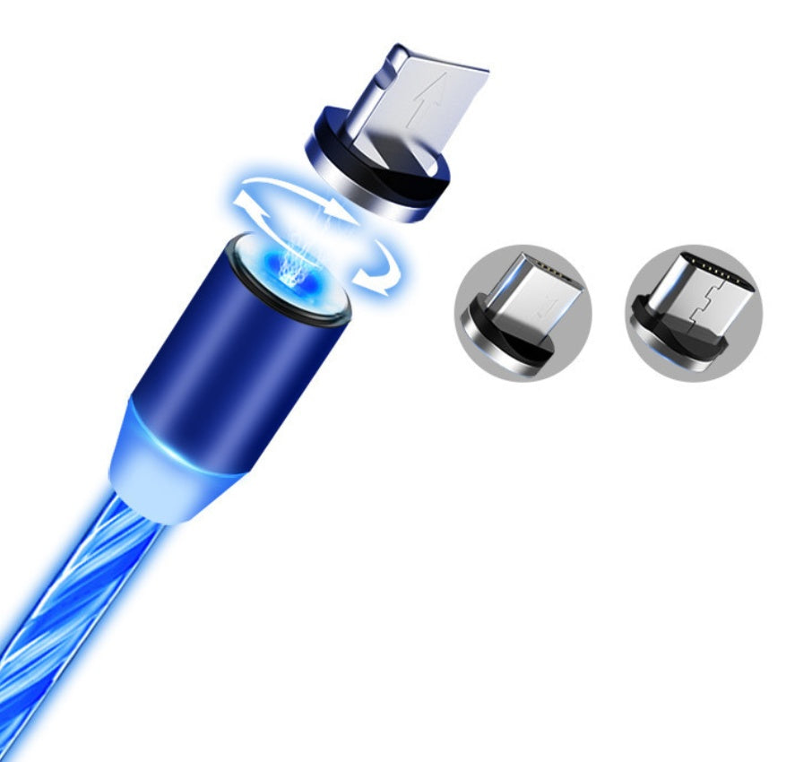 Compatible with Apple Flowing Light Magnetic Streamer Data Cable for iPhone, Android & Type-C