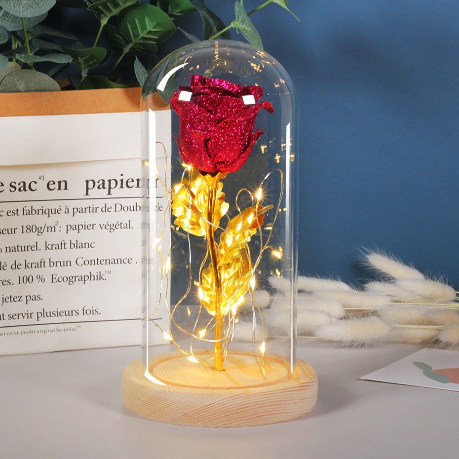 LED Rose Flower Glass Dome - Eternal Flower Valentine Gift