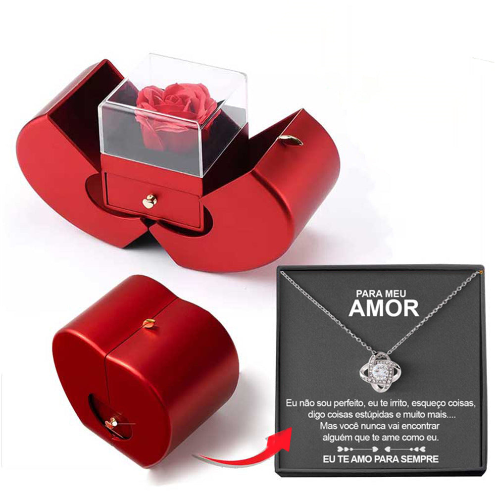 Valentine Rose Jewelry Box - Apple-Shaped Jewelry Box Gift