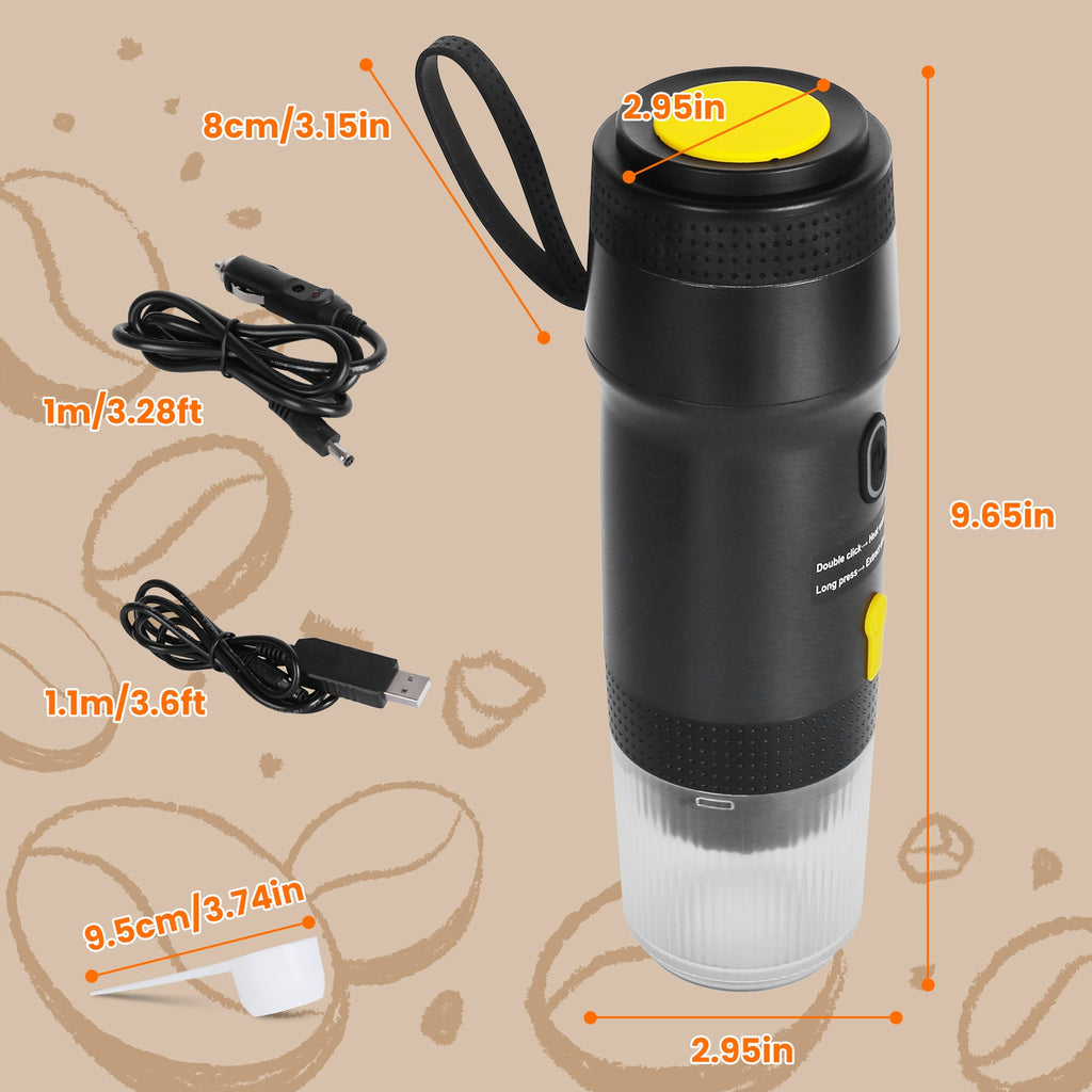 Portable Electric Espresso Machine – Cordless Self-Heating Coffee Maker