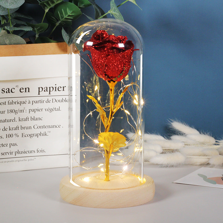 LED Rose Flower Glass Dome - Eternal Flower Valentine Gift