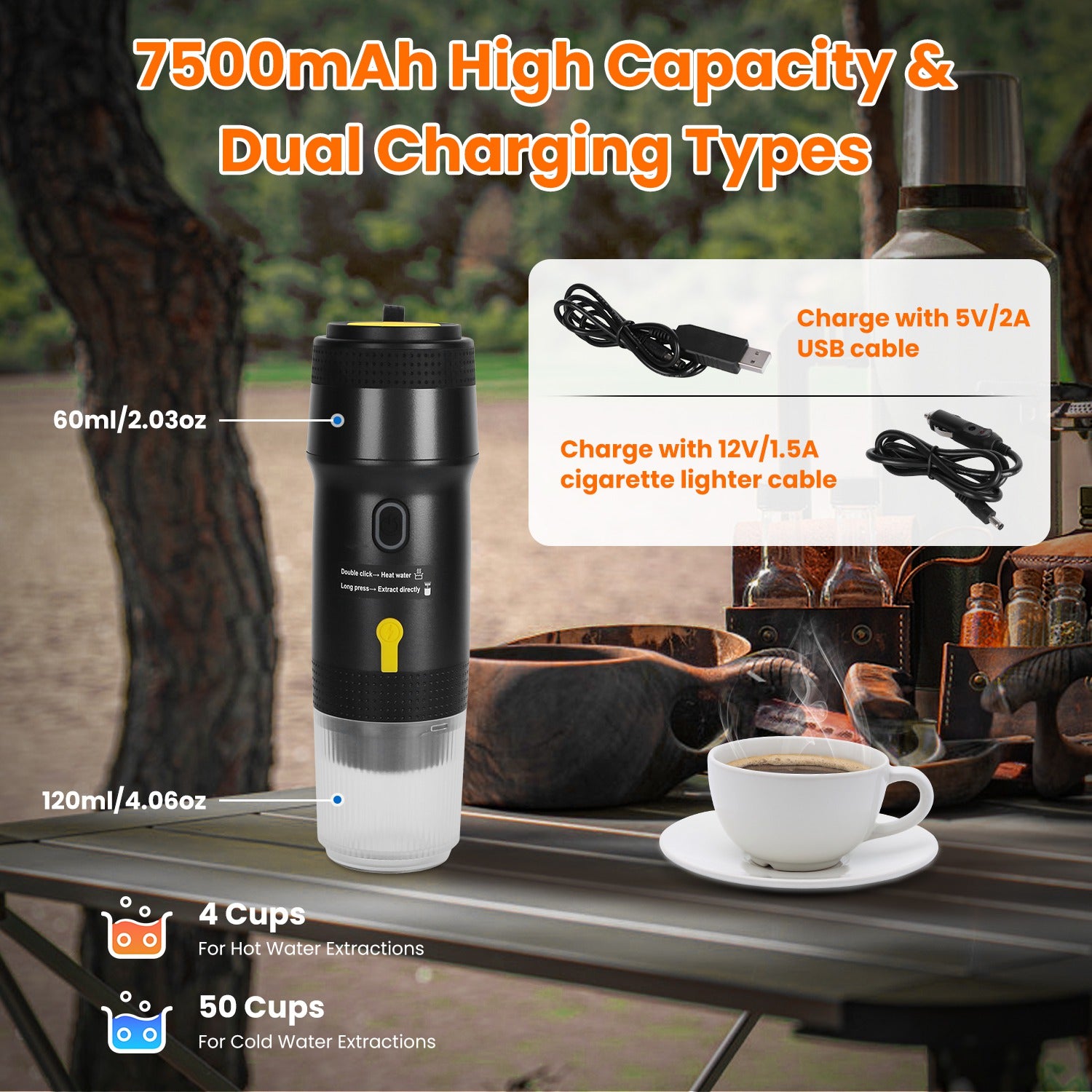 Portable Electric Espresso Machine – Cordless Self-Heating Coffee Maker