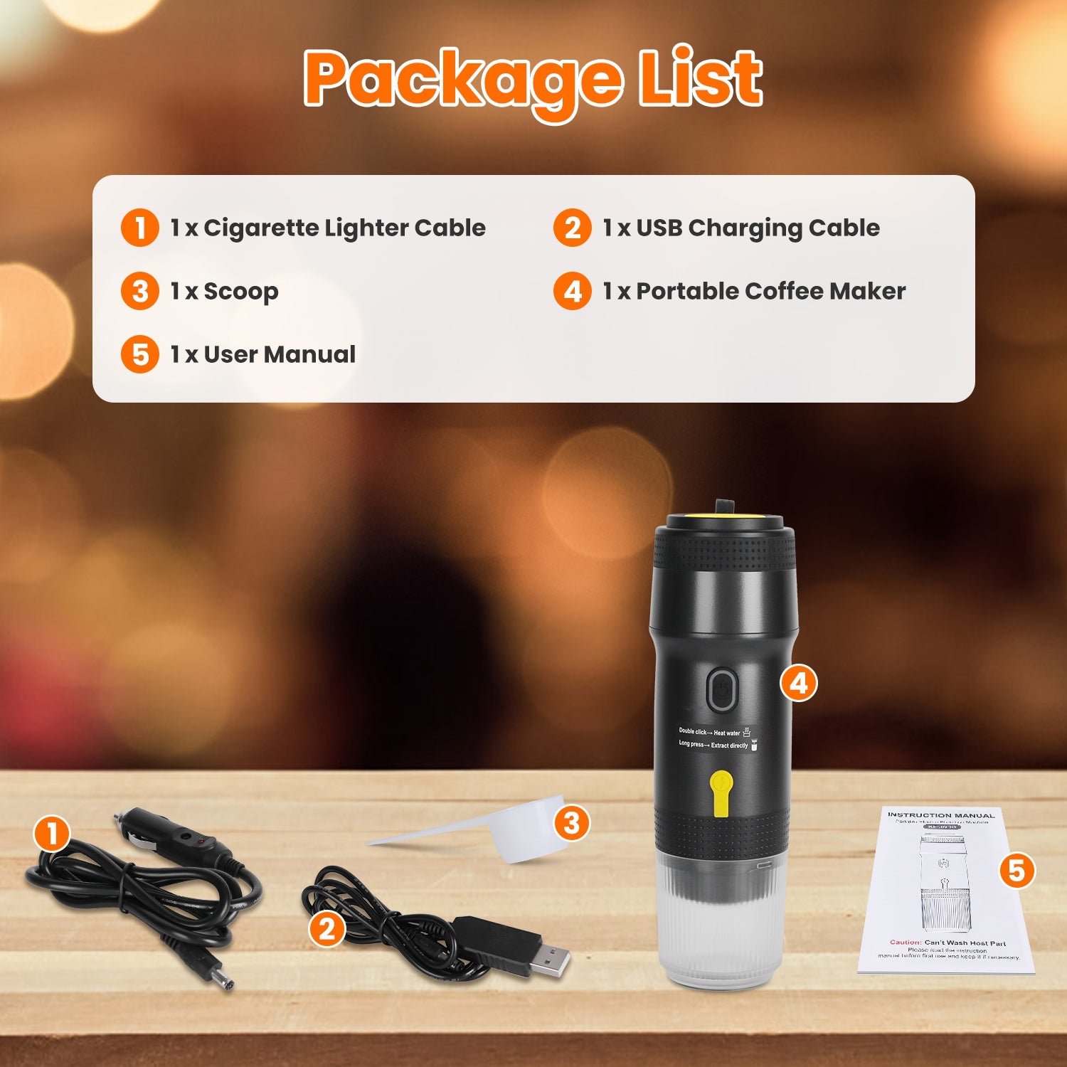 Portable Electric Espresso Machine – Cordless Self-Heating Coffee Maker