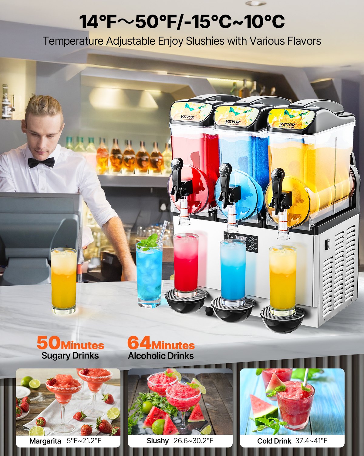 Commercial Slushy Machine 3×15L – Frozen Drink, Margarita