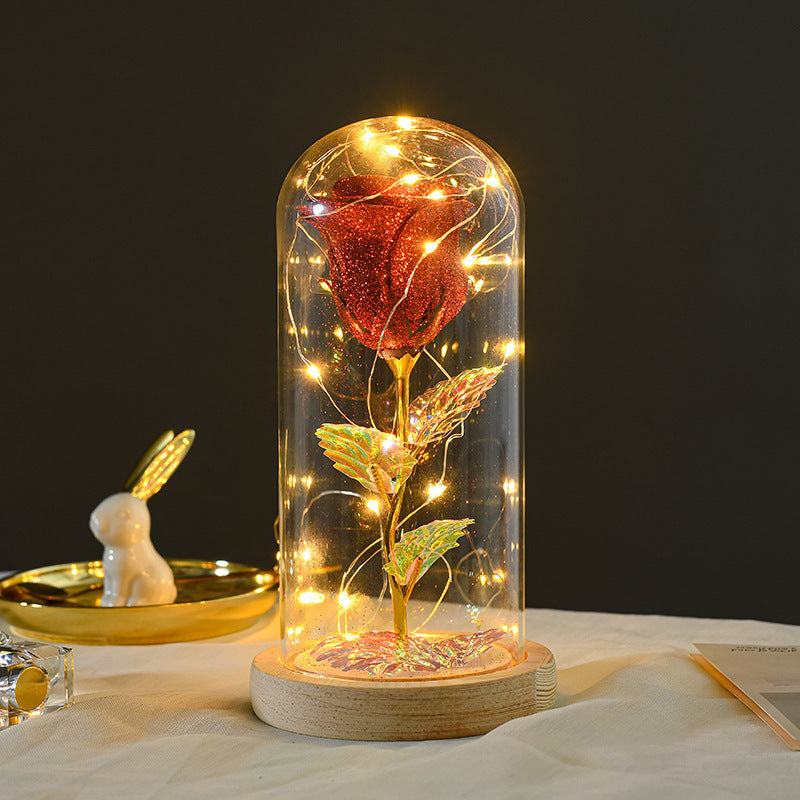 LED Rose Flower Glass Dome - Eternal Flower Valentine Gift