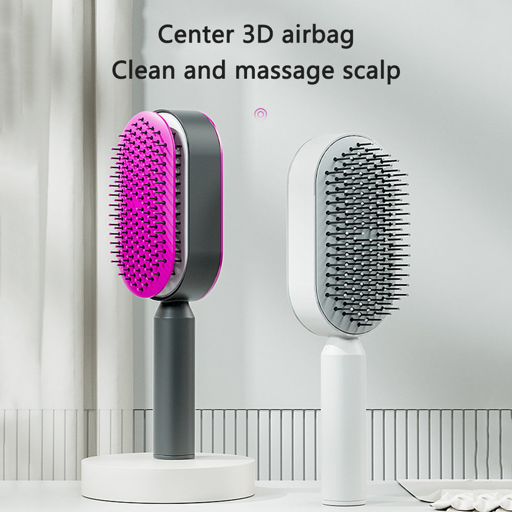 Self-Cleaning Hair Brush for Women – One-Key Cleaning & Scalp Massage