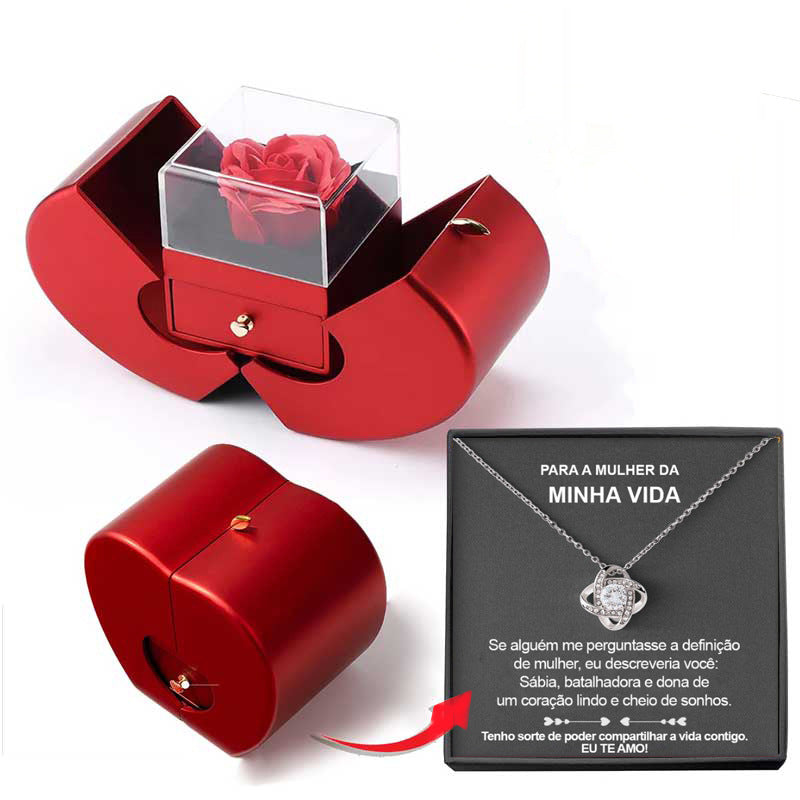 Valentine Rose Jewelry Box - Apple-Shaped Jewelry Box Gift