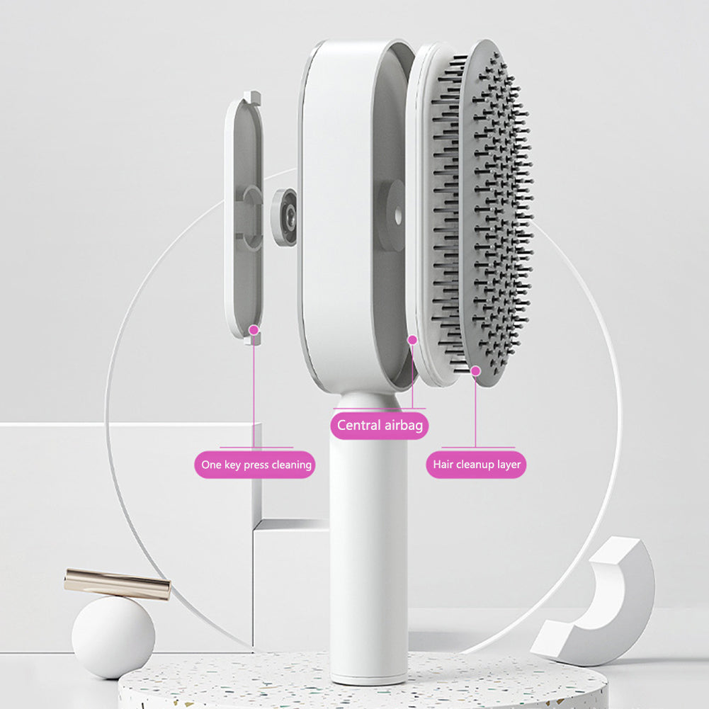 Self-Cleaning Hair Brush for Women – One-Key Cleaning & Scalp Massage