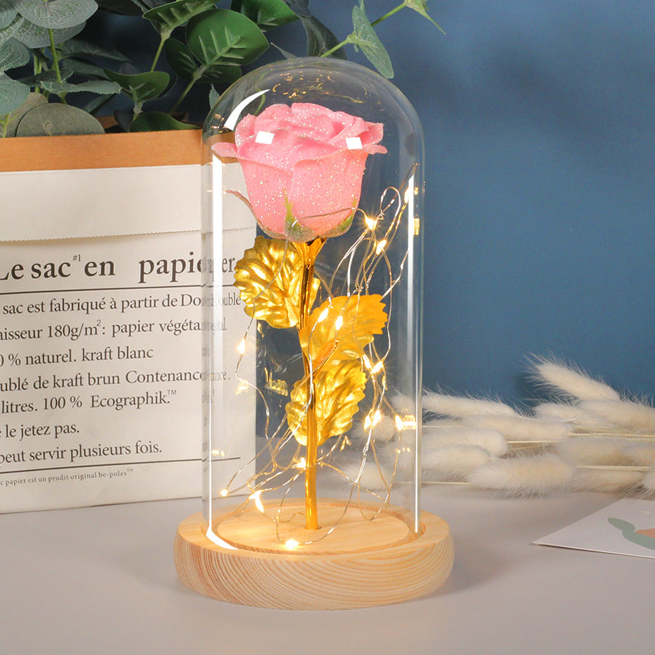 LED Rose Flower Glass Dome - Eternal Flower Valentine Gift