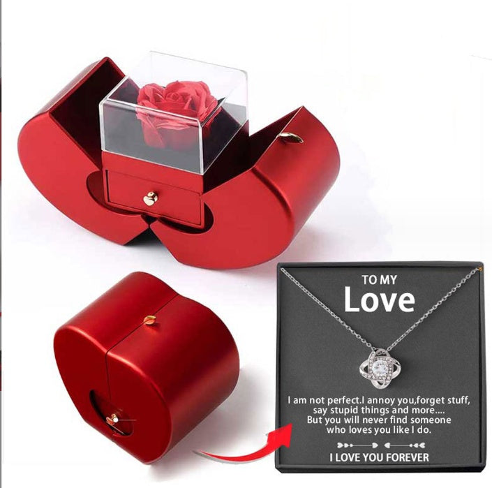 Valentine Rose Jewelry Box - Apple-Shaped Jewelry Box Gift
